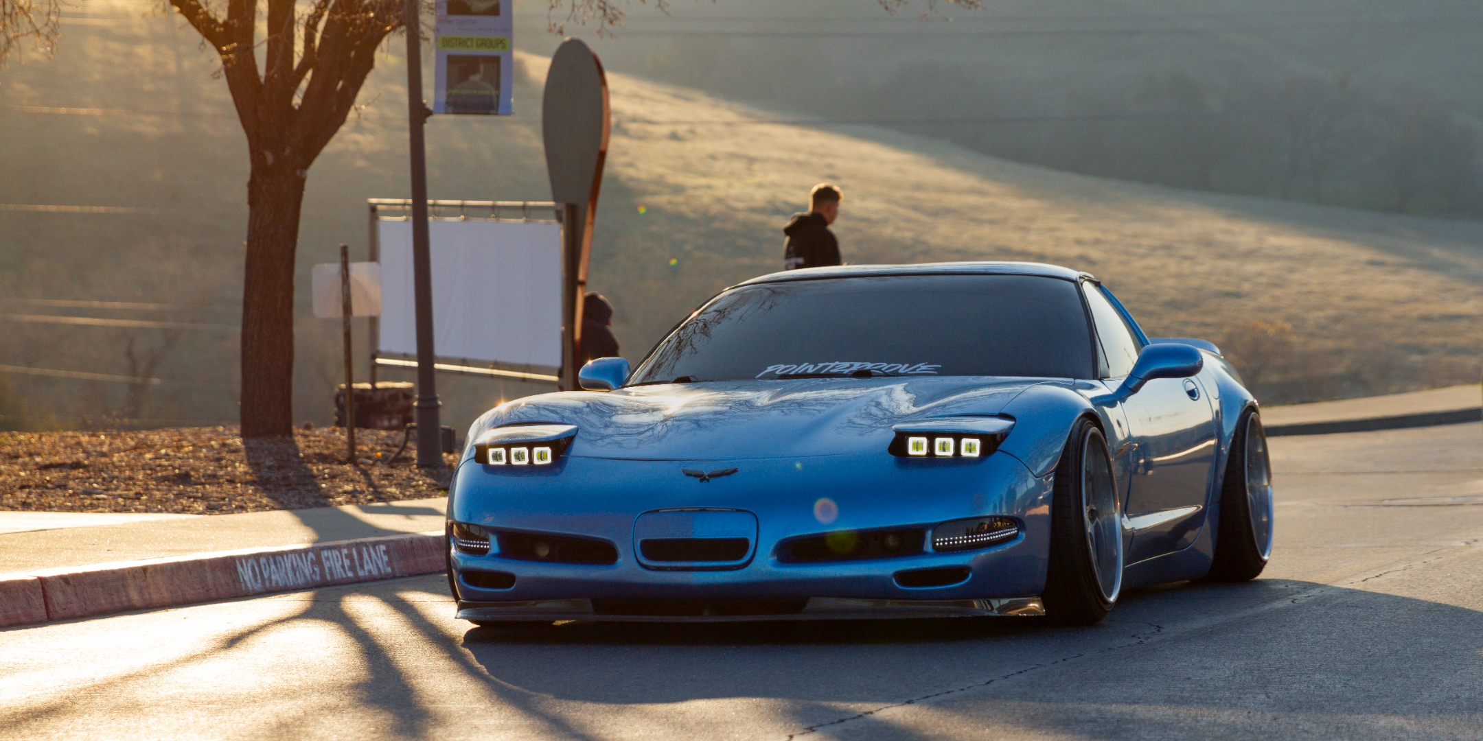 Slammed Corvette C5 in morning haze