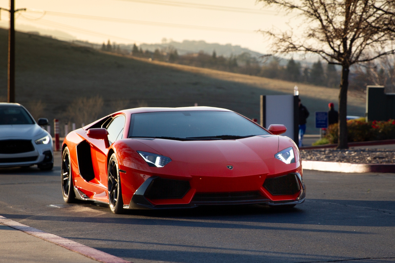 Lamborghini Aventador at sunset