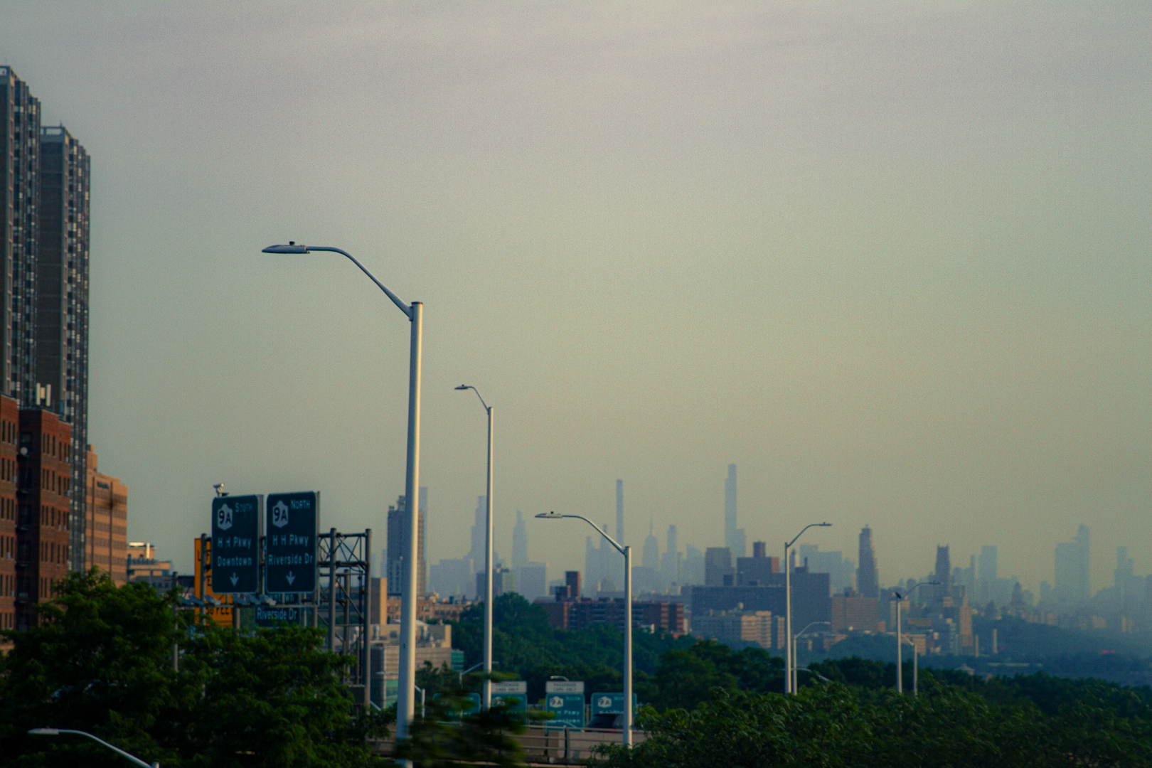 NYC skyline reflected in Central Park reservoir at night